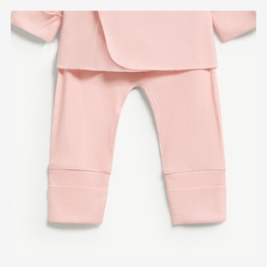 Ensemble 2 pièces pour bébé fille en Lyocell Spandex côtelé à manches longues avec boutons-pression, barboteuse à pieds pour nouveau-né, ODM Vietnam - Product Image 4