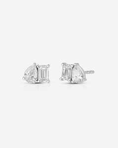 Pear <b>Emerald</b> Toi Et Moi <b>Stud</b> <b>Earring</b> Lab Grown Diamond 14k Solid Gold Prong Set Push Back Everyday Minimalist <b>Studs</b> Manufacture - Product Image 1