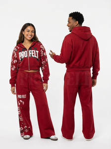 OEM ODM Personnalisé Hiver Imprimé Floral 100% Coton Streetwear Respirant Double Couche Sweat à Capuche Pantalon de Survêtement Ensembles de Survêtements - Product Image 4