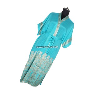 KL002 African Women's Vintage Winter Nightgown Ethnic Long Kaftan Kimono Blended Poly Silk Long Sleeves - Product Image 3