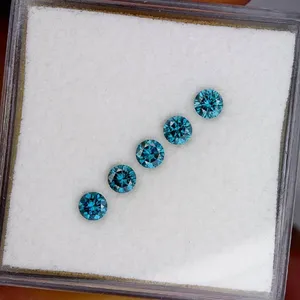 Diamantes cultivados en laboratorio de 3 mm, color azul intenso, corte brillante redondo, claridad VVS-VS, sueltos, para la fabricación de joyería con diamantes de fantasía en India. - Product Image 4