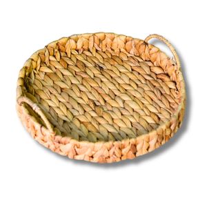 Handcrafted WATER HYACINTH <b>TRAY</b> FRUIT STORAGE BASKET with Handles Rustic Home Decor Basket - Product Image 1