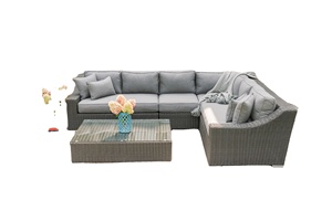 Conjunto de muebles de mimbre clásicos para exteriores, sofá seccional en forma de L, 2022 - Product Image 5