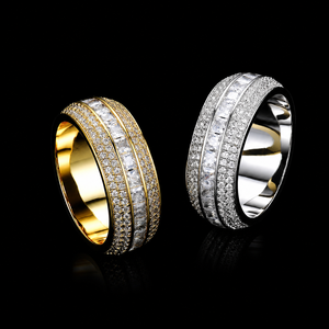 Anillo de Moissanita Redonda y Princesa con Engaste Pavé y Canal, Chapado en Oro de 14K, Unisex, Regalo de Aniversario, ¡Venta Caliente! - Product Image 6