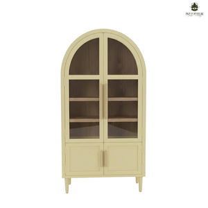 Modern Eco-Friendly Rubber Wood MDF Oak Veneer Display Cabinet 4-Compartment <b>Storage</b> <b>Unit</b> for Living Room Home Furniture - Product Image 1