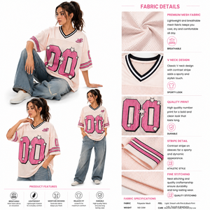Camiseta Deportiva de Malla Personalizada de Alta Calidad, Cuello en V, Manga Corta, Corte Holgado, Diseño Gráfico de Estrellas y Números, Estilo Urbano Y2K, Venta al Por Mayor - Product Image 5
