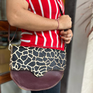 Nouveau Style cuir recyclé couleur trapu sac à bandoulière haute qualité imprimé Animal fourrure cuir sac à main multicolore femmes sac à bandoulière - Product Image 2