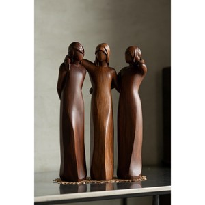 Wooden Figurative Sculpture Handmade Contemporary Three Women Tabletop Decor Living Room <b>Ornament</b> - Product Image 3
