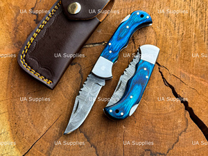 Custom Hand Forged OEM Damascus Steel Pocket Knife Back <b>Lock</b> Folding Folder Gear Wholesale Private Label Industrial Grade Wood - Product Image 6