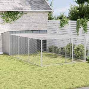 Caseta para Perros Grande y Resistente de Acero Galvanizado Antracita, Diseño de Casa de Verano - Product Image 1