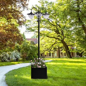 Lampione Solare a LED Automatico a 3 Teste da 189 cm con Fioriera Integrata, Nero, per Esterni, Pronto all'Uso, Luci da Giardino - Product Image 2