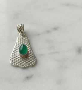 Collier pendentif de qualité supérieure en argent allemand avec pierres précieuses pour femme, bijoux pour femme, collier en argent onyx vert - Product Image 1