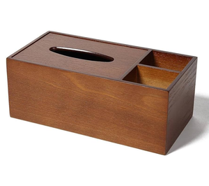 Boîte à mouchoirs en bois moderne, design grain de bois naturel, porte-serviettes rectangulaire durable pour la maison, le bureau, le salon - Product Image 1