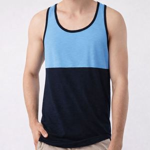 Camiseta sin mangas Stringer de alta calidad para gimnasio y deportes, hecha a medida para hombre con impresión personalizada en camiseta sin mangas de mezcla triple. - Product Image 1