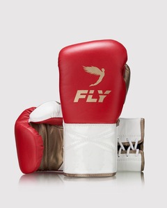 Nouveaux gants de boxe Fly rouge et blanc en cuir véritable avec sangle réglable, équipement professionnel d'entraînement et de sparring pour les arts martiaux - Product Image 6