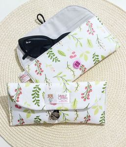 <b>Sweet</b> Floral Fabric Eyeglass Cases With <b>Heart</b> Button Closure Pink And White Patterns Quilted Design For Women Accessories - Product Image 4