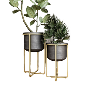 Support de plantes en métal de luxe moderne, support de pot de fleurs en laiton doré pour l'intérieur, ensemble de pots de fleurs décoratifs en métal pour le salon - Product Image 1