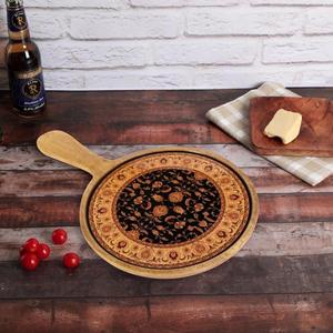 Planche de service durable en bois de manguier avec impression émaillée, plateau à fromage fait main avec poignée, plateau artisanal, pour la maison, le camping et les outils à pizza - Product Image 1