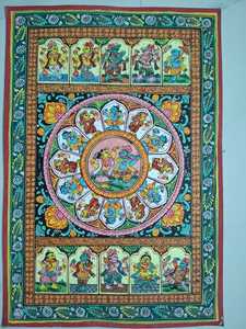 Pintura mural tradicional india Pattachitra, arte folclórico étnico hecho a mano, obra de arte mitológica de algodón para sala de estar o templo - Product Image 1