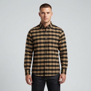 Camisa de Franela a Cuadros para Hombre, Manga Larga, Cuello con Botones, Camisa Informal de Algodón a Cuadros, Ropa de Otoño - Product Image 6