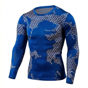 Camiseta de Compresión para Hombre, Transpirable, de Secado Rápido, Antibacteriana, Manga Larga, Rashguard, Spandex/Poliéster, para BJJ - Product Image 1