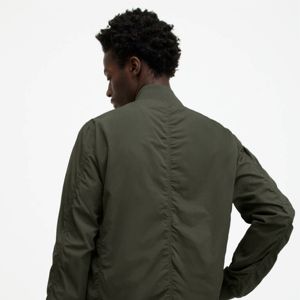 Chaqueta Bomber Negra para Hombre, Corte Regular, Cuello Alto, Cierre de Cremallera, Forro Polar Transpirable, Poliéster, Ropa Urbana, Ropa de Invierno - Product Image 2