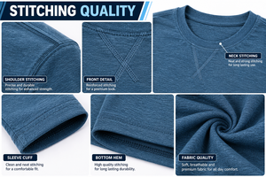T-shirt unisexe à logo imprimé personnalisé, t-shirt uni en coton lourd tricoté, t-shirt à col rond côtelé à manches longues pour homme - Product Image 6