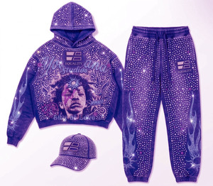Survêtement tendance personnalisé avec strass, comprenant un sweat à capuche, un pantalon de jogging et une casquette, de haute qualité, effet délavé vintage, streetwear, OEM disponible - Product Image 1