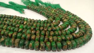 Perles rondes en turquoise cuivrée verte naturelle, simples, 8 pouces de long - Product Image 4
