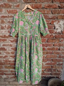 Vestido Largo de Verano 100% Algodón Tejido, Ecológico, con Estampado Digital, Estilo Casual Indio, Lavable y Transpirable - Product Image 2