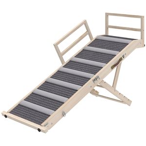 Rampa Pieghevole per Animali Domestici di Piccola e Grande Taglia, 4 Altezze Regolabili da 38 cm a 48 cm, Gradino Laterale per Cani, Comodo Arredo per Cuccia - Product Image 1