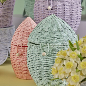Handwoven Paper <b>Rope</b> Egg Shaped <b>Baskets</b> for Gifts Storage Container for Easter Decoration from Vietnam - Product Image 4