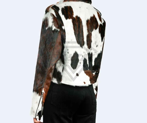 Veste en cuir de vachette à motif vache pour homme, fermeture éclair, coupe classique, tenue décontractée d'hiver, logo personnalisé sur le devant, veste en cuir de vachette - Product Image 3