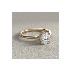 Bague de fiançailles en diamant de laboratoire, or 14 carats, taille ronde, pavé cathédrale, solitaire, fabricant de bijoux sur mesure - Product Image 1