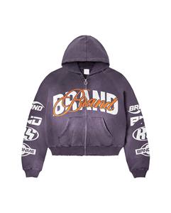 Ensemble de pantalon large et sweat à capuche court zippé multicolores BRAND |   Ensemble streetwear surdimensionné, fabricant OEM de marques privées - Product Image 3