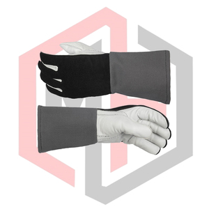 Gants de soudage gris en cuir fendu respirant en peau de chèvre, 16 pouces de long, résistants à la chaleur, usage général, sans silicone, antistatiques - Product Image 6