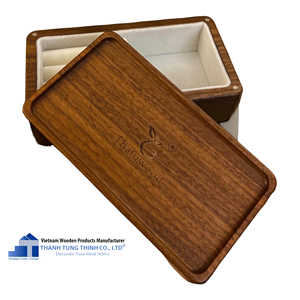 THANH TUNG THINH Wooden Jewelry <b>Box</b> Rectangular Minimalist <b>Storage</b> Holder With Ring Slots And Necklace Compartment Dust Proof - Product Image 5