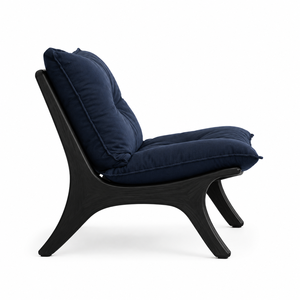 Modern Solid Wood Lounge <b>Chair</b> with Deep Navy Cushion <b>Black</b> Wood Frame for Living Room Hotel Villa Resort Furniture - Product Image 2