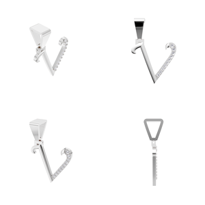 Pendentif en argent 925 tendance, lettre 'V' stylisée et incurvée, personnalisé, avec diamant pavé cultivé en laboratoire certifié IGI Aarinya - Product Image 4