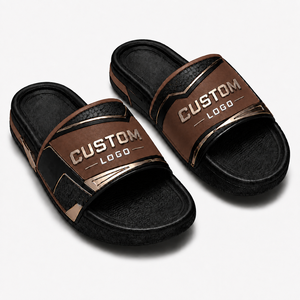 Claquettes pour hommes avec logo personnalisé, couleur unie, bout ouvert, été, dessus en EVA PU, coussinées, imperméables, légères - Product Image 1