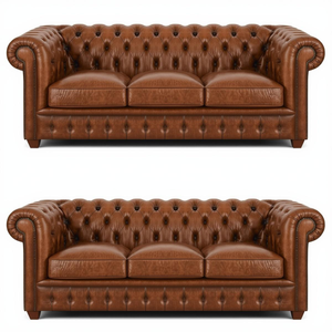 Sofá Chesterfield de Cuero Marrón de Lujo, 3 Plazas, Directo de Fábrica, Tapizado, para Sala de Estar, Hotel, Oficina, Proveedor Mayorista - Product Image 2