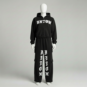 Ensemble de survêtement décontracté à capuche en coton épais de haute qualité pour hommes et femmes, idéal pour l'hiver et le sport - Product Image 2