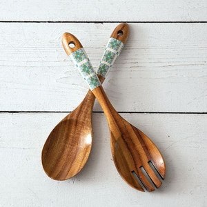 Wooden kitchen serving spoon fork set handmade salad utensils for eco friendly dining and stylish table decor - Product Image 6