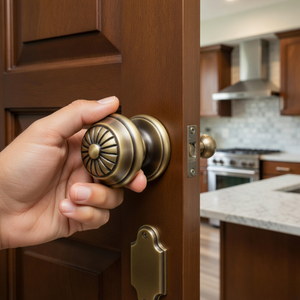 Poignée de porte en laiton massif de qualité supérieure, finition antique |   Poignée de porte principale robuste, style classique vintage, quincaillerie d'entrée pour la maison - Product Image 3