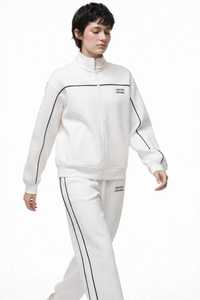 ONETEN APPAREL <b>White</b> Plus Size 2 in 1 <b>Tracksuit</b> Set Full Sleeve Loose Fit Casual Autumn Wear Hooded Zipper Fly Side Pockets - Product Image 5