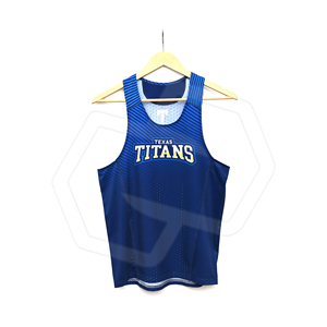 Camiseta Deportiva Sublimada Azul Personalizada al por Mayor, Ecológica, Unisex para Adultos, Transpirable, de Poliéster, para Atletismo - Product Image 1