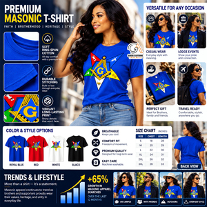 Camiseta Personalizada OES con Símbolo Masónico Rojo Bordado, Cuello Redondo, Manga Corta, Talla Grande para Mujer, Ropa Griega - Product Image 5