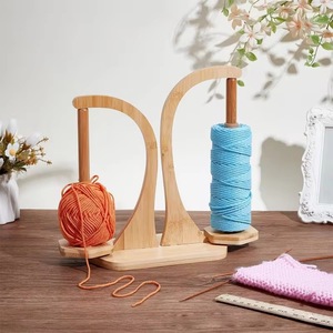 Wooden Double Yarn Holder Magnetic Rotating Yarn Ball Stand Anti Slip Knitting Crochet Rack <b>Desk</b> Organizer - Product Image 2