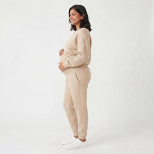 Conjunto Deportivo de Algodón para Mujer, Sudadera Holgada de Manga Larga con Hombros Caídos y Pantalones Deportivos para Embarazadas, Conjunto Deportivo de Felpa - Product Image 3
