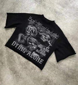 T-shirt Homme Personnalisé Oversize en Coton Peigné 100% de Haute Qualité, Lavage Acide, Impression DTG, Style Streetwear, Grammage Lourd, Effet Vieilli - Product Image 3